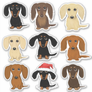 Cute Dachshunds Doxie Colour Variety Sticker Set