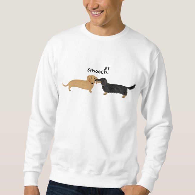 Cute Dachshunds Smooch | Wiener Dogs Love Sweatshirt (Front)