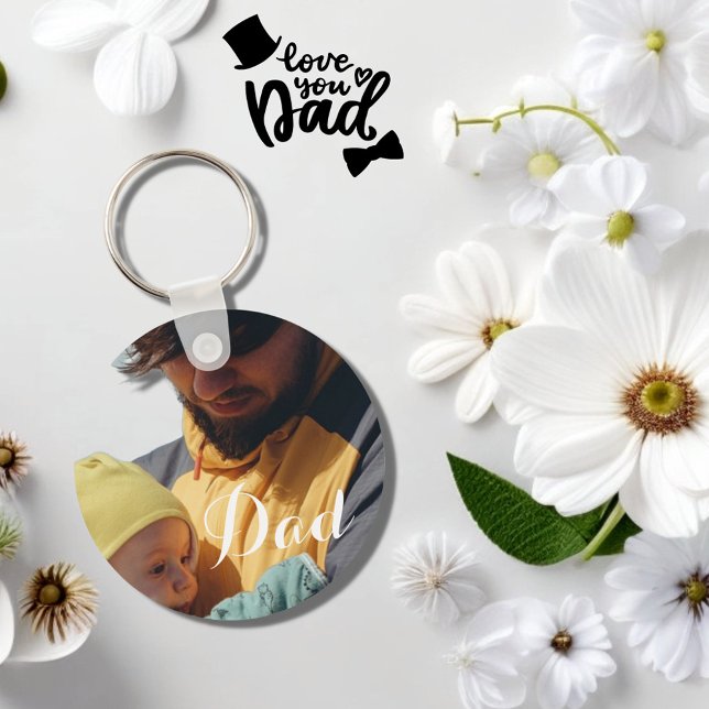 Cute Dad and me Personalised Photo collage Key Ring (Creator Uploaded)