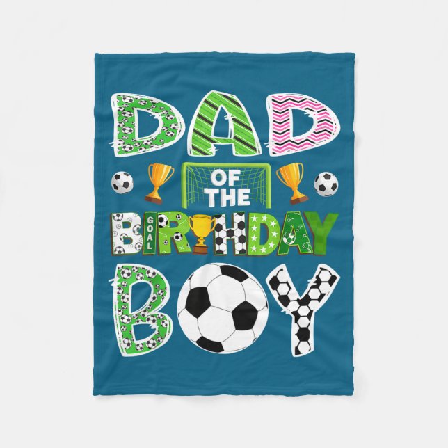 Cute Dad Birthday Soccer Player Game Fleece Blanket (Front)