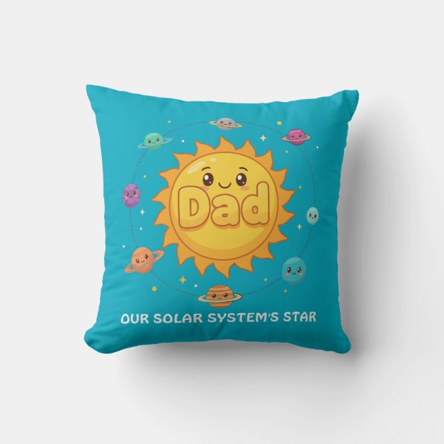Cute Dad Solar System Star Space Cartoon Cushion (Front)