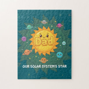 Cute Dad Solar System Star Space Cartoon Jigsaw Puzzle