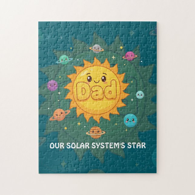 Cute Dad Solar System Star Space Cartoon Jigsaw Puzzle (Vertical)