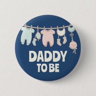 Cute Dad To Be Custom Blue Baby Shower Party 6 Cm Round Badge