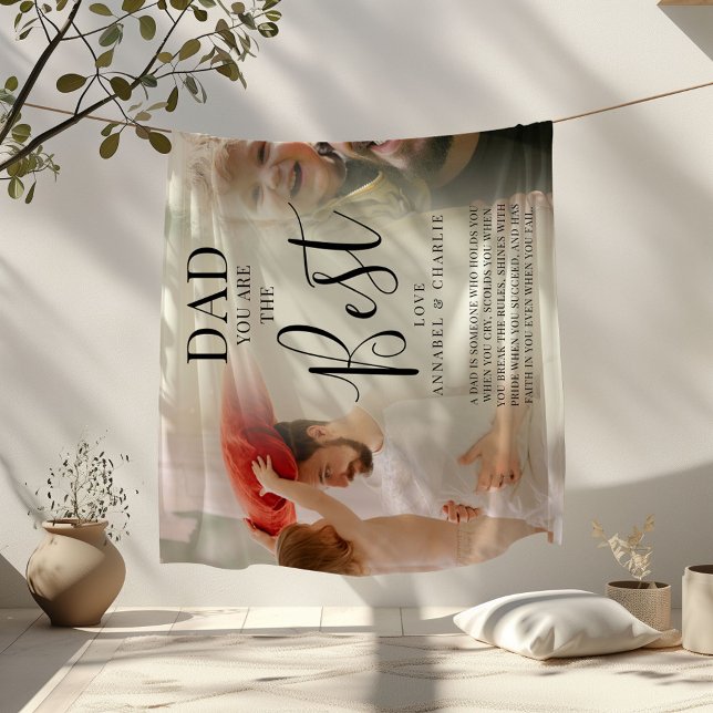 Cute 'DAD' you are the Best  Photos Name & Quote Fleece Blanket (Creator Uploaded)