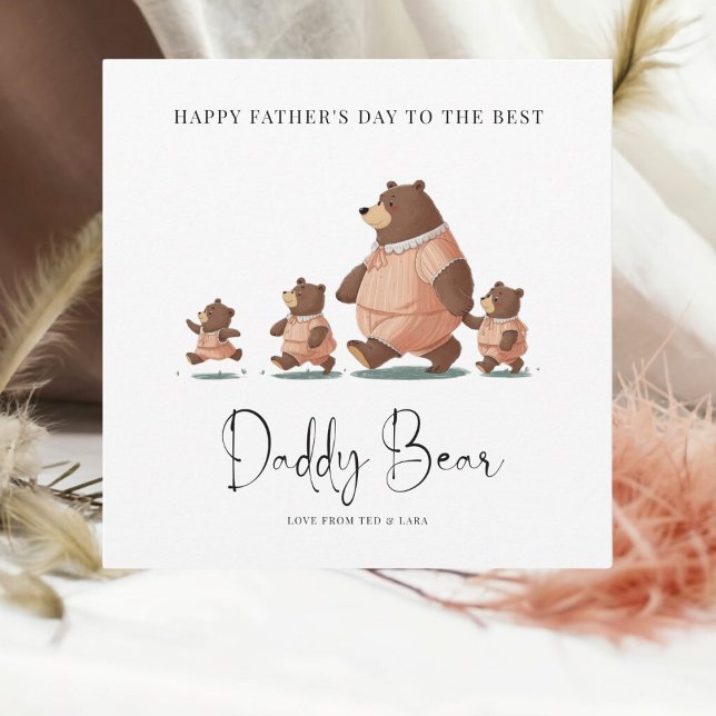 Cute Daddy Bear and Cubs Father's Day Card (Creator Uploaded)