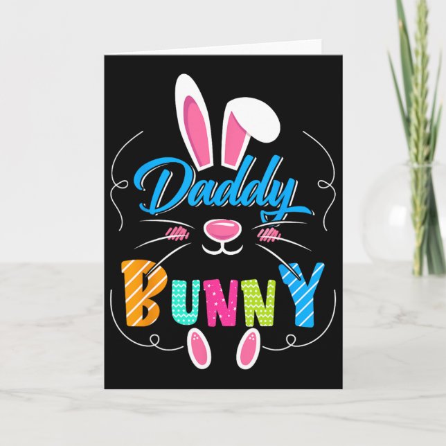 Cute Daddy Bunny Funny Bunny Ears Happy Easter Day Card (Front)