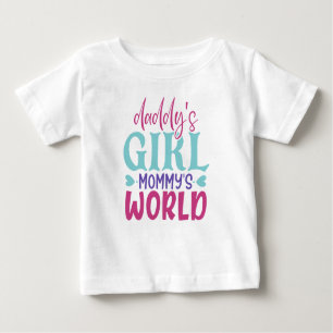 cute daddy girl mummy world word art baby T-Shirt
