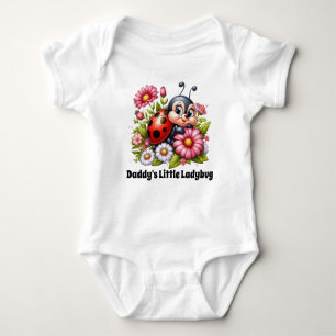 Cute Daddy' little ladybug add text girls  Baby Bodysuit
