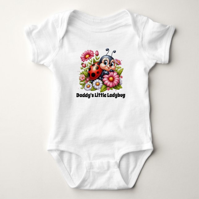 Cute Daddy' little ladybug add text girls  Baby Bodysuit (Front)
