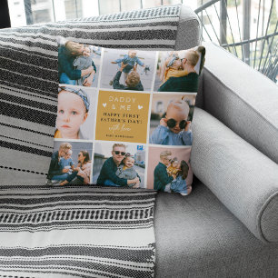 Cute 'Daddy & Me' Photo Collage 1st Father's Day  Cushion