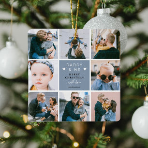 Cute 'Daddy & Me' Photo Collage Merry Christmas  Ceramic Ornament