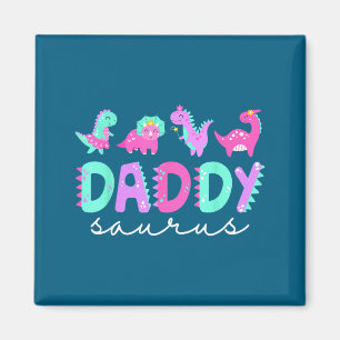 Cute Daddy Saurus Dad Dinosaur Birthday Boy Girl F Magnet