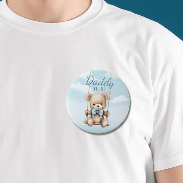 Cute Daddy To Be Teddy Bear Baby Shower Button (Creator Uploaded)