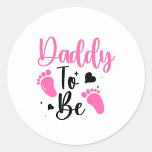 Cute Daddy-to-be word art  Classic Round Sticker