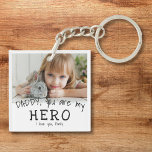 Cute Daddy you are my Hero Father`s Day Photo Key Ring<br><div class="desc">Cute Daddy you are my Hero Black and white Father`s Day Photo Keychain. Text is in simple hand-drawn fonts. You can change daddy into dad,  papa,  pap, ...  and add your photo and names. A cute gift and a sweet keepsake for Father`s Day for dad.</div>