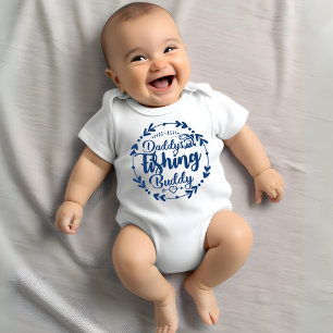 Cute Daddy's Fishing Buddy   Blue Unisex Baby Bodysuit