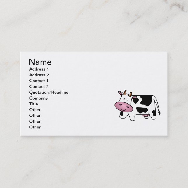 Cute Dairy Cow Business Card (Front)