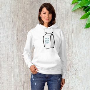 Cute Dairy Cow Cartoon Milk Carton Illustration  Hoodie