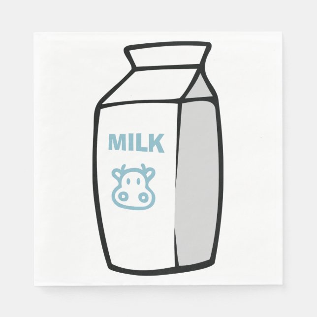 Cute Dairy Cow Cartoon Milk Carton Illustration  Napkin (Front)
