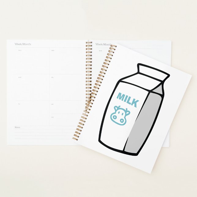 Cute Dairy Cow Cartoon Milk Carton Illustration  Planner (Creator Uploaded)