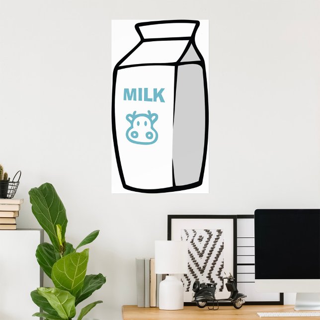 Cute Dairy Cow Cartoon Milk Carton Illustration  Poster (Creator Uploaded)