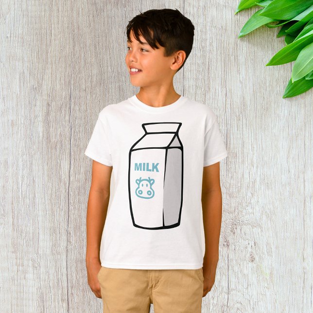 Cute Dairy Cow Cartoon Milk Carton Illustration  T-Shirt (Creator Uploaded)