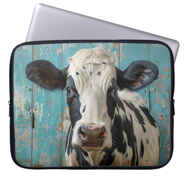 Cute Dairy Cow Farmhouse Painting Laptop Sleeve (Front)