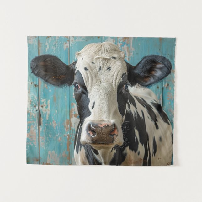 Cute Dairy Cow Farmhouse Painting Tapestry (Front (Horizontal))
