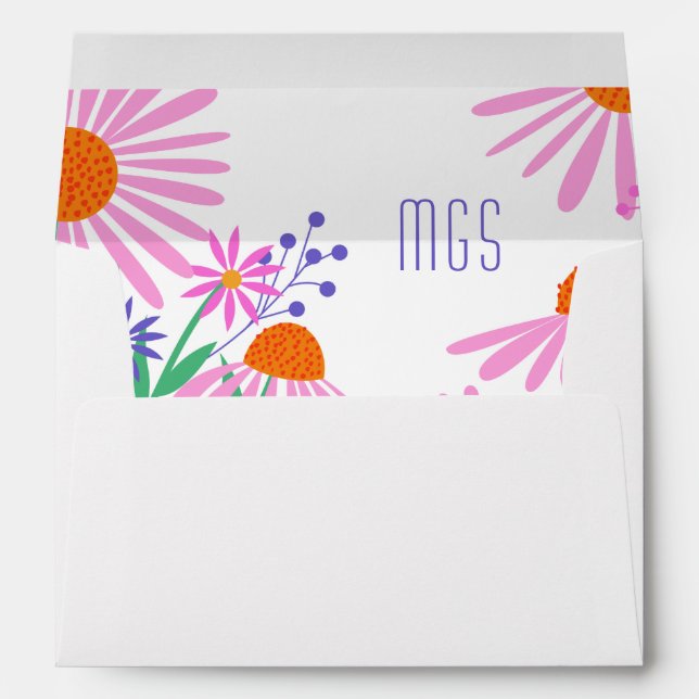 Cute Daisies custom monogram Envelope (Back (Bottom))