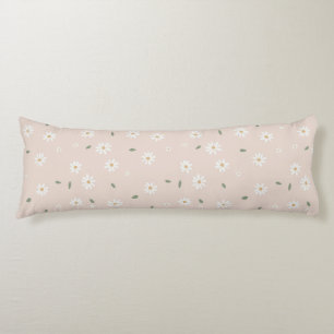 Cute Daisies Floral Blossoms & Greenery Body Cushion