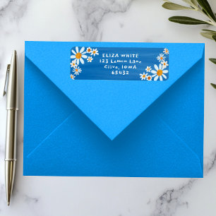 Cute Daisies Gouache Custom Blue Return Address