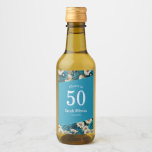 Cute Daisy 30Th Birthday Unique Blue Wine Label