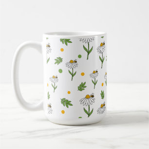 Cute Daisy and Bee Seamless Pattern Coffee Mug
