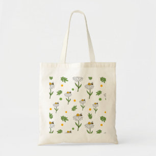 Cute Daisy and Bee Seamless Pattern Tote Bag