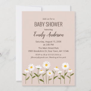 Cute Daisy Baby Shower Invitation in Rose
