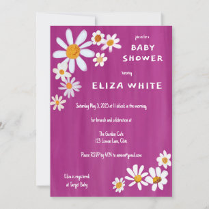 Cute Daisy Bouquet Handpainted Custom Baby Shower Invitation