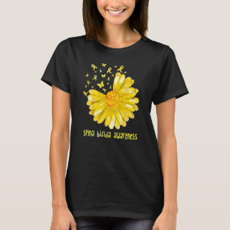 Cute Daisy Butterfly Yellow Ribbon Spina Bifida Aw T-Shirt