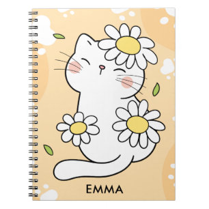 Cute Daisy cat Cartoon Custom Notebook