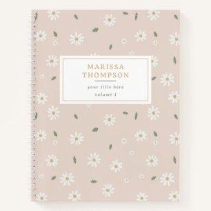 Cute Daisy Floral Blossoms & Greenery Notebook