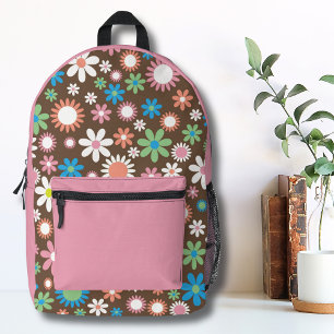 Cute Daisy Floral Pattern Printed Backpack