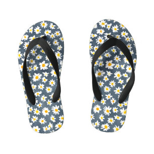 Cute Daisy Flower Botanical pattern school girly Kid's Jandals