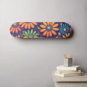 Cute Daisy Flower Botanical pattern school girly Skateboard