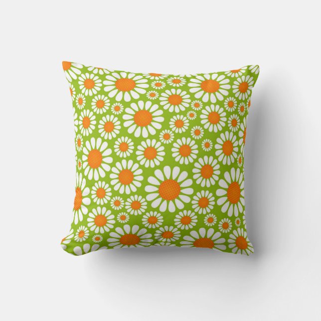 Cute Daisy Flower Floral Pattern Cushion (Front)