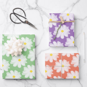 Cute daisy flower floral pattern custom colour wrapping paper sheet