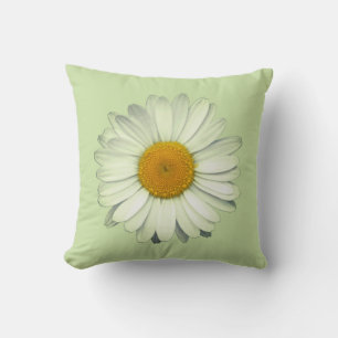 Cute Daisy Flower Head on Sage Green Cushion