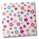 Cute Daisy Flower Pattern Tile<br><div class="desc">This vibrant floral print looks like a groovy little flower power pattern from the 70's or 90's. Colours include pink, magenta, white and have shades of dark grey in the background. But you can change out the background colour to give it a completely different look! Take a look at the...</div>