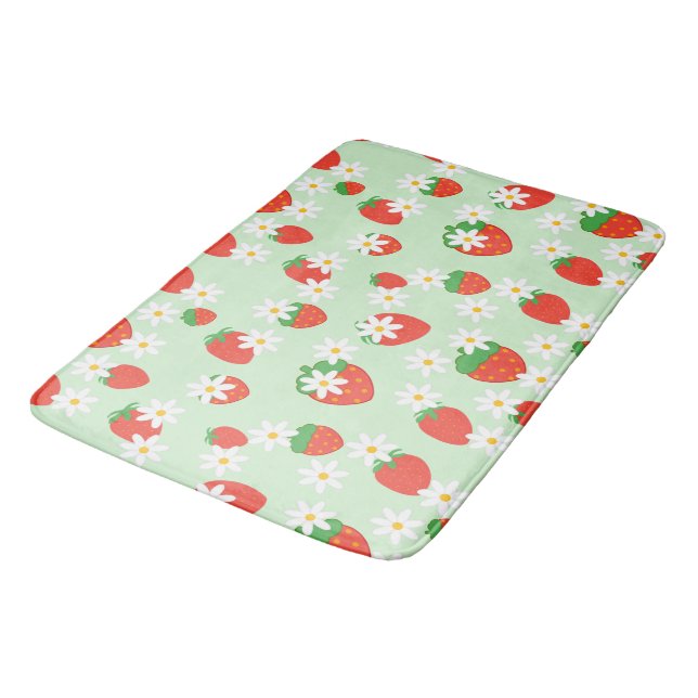 Cute Daisy Flower strawberry Christmas Pattern  Bath Mat (Angled)