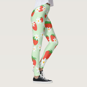 Cute Daisy Flower strawberry Christmas Pattern  Leggings