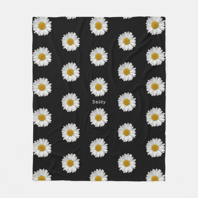 Cute Daisy Flowers with Name  Fleece Blanket (Front)
